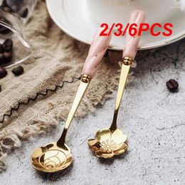 Spoons 2/3/6PCS Tea Spoon Stainless Steel Flower Coffee Dessert Tableware Ice Cream Mixing Ceramic Handle