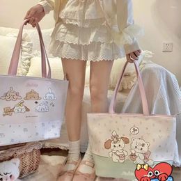 Storage Bags Cartoon Mikko Tote Bag Kawaii Mousse Cammy Souffle Latte Large Capacity Handbag Girls Travling Shopping PU Leather Shoulder