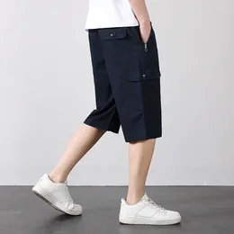 Men's Shorts 2024 Summer Male Cargo Military Knee Pants Zipper Pocket Cotton Jogger Elastic Waist Sports Wear Clothes