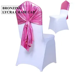 Chair Covers Pink Color Mettalic Bronzing Spandex Cap Cover Lycra Stretch Hood For Wedding Event Decoration