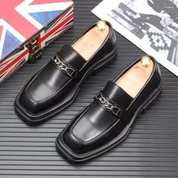 Casual Shoes Mens Fashion Square Toe Slip-on Driving Shoe Wedding Party Dresses Black Tide Original Leather Loafers Gentleman Sneakers