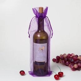 Gift Wrap 30pcs White Organza Wine Bags Sheer Mesh Pouches Bottle Covers Dresses Drawstring For Christmas