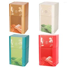 Storage Bottles 4 Pcs Tea Airtight Glass Containers Iron Jar Kitchen Can Creative Tea-leaf Sealed Delicate