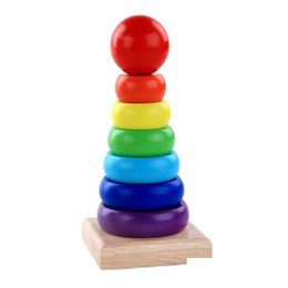 Other Office School Supplies Wholesale Colorf Wooden Toy Set Tower Early Education Puzzle Drop Delivery Business Industrial Dhvc3