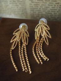 Stud Earrings Middle Leaf Tassel Ear Clip Retro Western