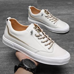 Casual Shoes Fashion Trend Men Luxury Spring Autumn Real Leather Breathable Flats Designer Sneakers Lace-up Loafers Black White
