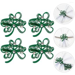 Table Cloth 4 Pcs Shamrock Napkin Rings Decors Clasps Holders Tables Holiday Clips Festival Metal Serviette Buckles Alloy