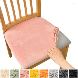 Chair Covers 1pc Velvet Fabric Seat Cover Stretch Dining Room Removable Elastic Cushion Furniture Protector