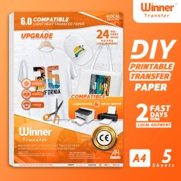 Paper WinnerTransfer 50%Manufacturer heat Transfer Paper Iron On Sheets For T Shirts Laser&Inkjet Printer For Diy Clothing Fabric A4