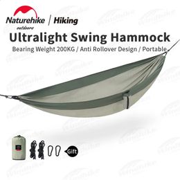 Camping Swing Hammock Ultralight 600g Anti Rollover 1/2 Persons 200kg Bearing Weight Outdoor Forest Portable Hammock 240329