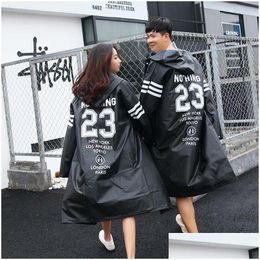 Women'S Raincoats Womens 3 Colours Mens Letters Jersey Style Coat Long Adt Male And Female Oxford Cloth Bicycle Electric Car Raincoat D Dhr9K