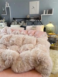 Bedding Sets Winter Extra Thick Mink Cashmere Bed Four-Piece Pink Coral Fleece Duvet Cover Girls' Sheet Student Dormitory Three-Piece