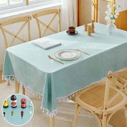 Table Cloth Cotton Linen Tablecloth Waterproof Oil Free Wash Cream Style Simple J265