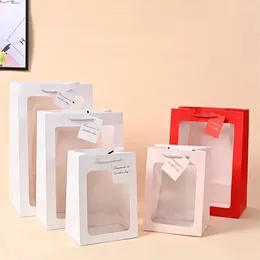 Gift Wrap 12pcs Single Sided Transparent Holiday Flower Handbag Hand Box Packaging Paper Bag Doll Handheld