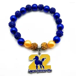 Strand SIGMA GAMMA RHO Sorority Society Enamel Metal Letter Poodle Pendant Rhinestone Bead Braceletjewelry