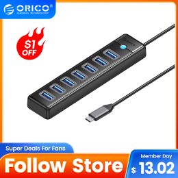 Hubs Orico Member Day Usb 3.0 Hub 7ports Splitter Highspeed Transmission Type C Hub Laptop Expansion Computer Computer Accessories