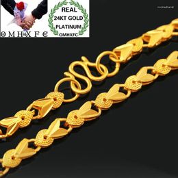 Pendants MHXFC Wholesale European Fashion Woman Female Party Wedding Gift Long 46cm Wide 3.5mm Heart Real 24KT Gold Chain Necklace NL77
