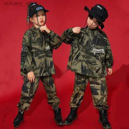 Trousers Girls Hip Hop Camouflage Top Jacket Boys Military Cargo Pants Clothes Sets Child Sweatshirt Street Dance Kids Streetwear Joggers L46