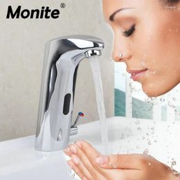 Bathroom Sink Faucets Monite Automatic Hands Touch Free Sensor Water Tap Basin Chrome Brass Mixer