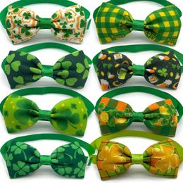 Dog Apparel 30/50pcs St. Patrick's Day Green Style Pet Cat Bow Tie Ties Neckties Adjustable Dogs Collar Accessories Supplies