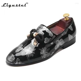 Casual Shoes Ligustel Designer Men High Quality Italian Shoe Luxury Wedding Party Genuine Leather Slip On Loafers Big Size