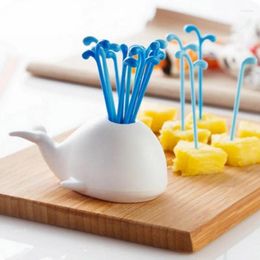 Forks Creative Whale Fruit Fork Cake Dessert Salad Sticks Picks Cocktail Toothpick Skewer Dining Table Decor Gadgets