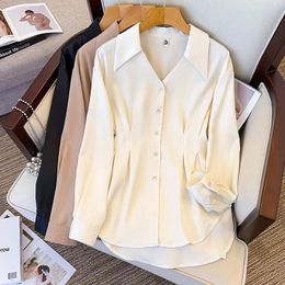 Plus Size 4xl Shirt Spring Large Womens Long Sleeve VNeck Elegant Workwear Blouse Offic Ladies Clothing Female Tops 240403