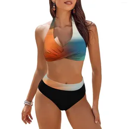 Women's Swimwear Womens Bikini Swimsuits Fresh Printed Quick Drying Strap Split Swimsuit Bathing Suit