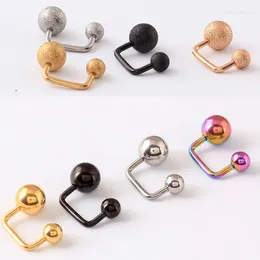 Stud Earrings 2 Pieces Titanium Steel U-shaped Double Ball Screw Men Women Ear Pierced