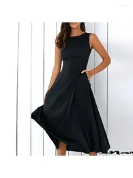 Casual Dresses 2024 Vintage Black Dress Women Summer Elegant Sleeveless Evening Party Korean Midi White Vestidos Female Clothes