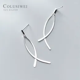 Dangle Earrings COLUSIWEI Genuine 925 Sterling Silver Simple Geometric Line Drop Earring For Women Elegant Fashion Fine Jewellery