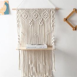 Tapestries Macrame Hung Shelves Bathroom Shelf Rustic Boho Decor Plant Wall White Organiser Handmade Woven Rope