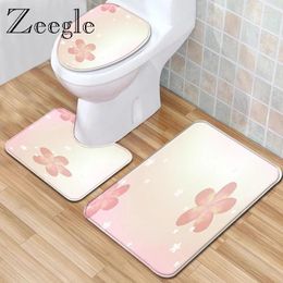 Bath Mats Zeegle Mat Set Bathroom Toilet Foot Rug Anti Slip Carpet Seat Cover Shower Room Absorption Floor