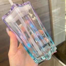 Wine Glasses 2024 High-grade Sense Straw Pentagram Glass Ins Looking Household Heat-resistant Drinking Cup Juice Drink