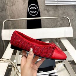 Channel Shoes Designer Chanells Sandals Dress Shoes Tweed Leather Bow Ballet Flats Dance Shoe Fashion Women Quilted Sneakers Made Cap Toe Boat Shoe 759