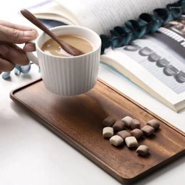 Tea Trays Natural Wooden Tray Rectangular Plate Fruit Snacks Food Storage Serving Bamboo Holder Decorate Supplies S El Home