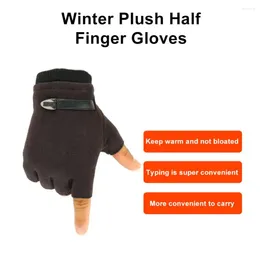 Cycling Gloves Men Women Winter Sport Fitness Warm Glove Army Military Tactical Half Finger PU Leather Touch Screen Driving Mitten C5