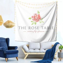 Tapestries The Rose Table Savoring Life's Pleasures Wall Decor Tapestry Vintage Office Perfect Gift Polyester Delicate