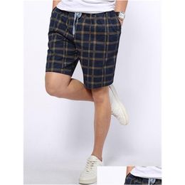 Men'S Pants Mens 5 Colours Summer Shorts Plaid Cotton Fashion Beach Casual Dstring Running Fitness Drop Delivery Apparel Clothing Dhmcf