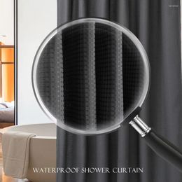 Shower Curtains Waffle Curtain Solid Colour Bath Bathroom Partition Waterproof For Home Bathing Cover