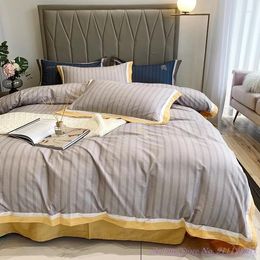Bedding Sets High Quality Set 4pcs 100TC Long-staple Cotton Brushed Pure Autumn Winter Modern Simple Light Luxury Qulit Cover