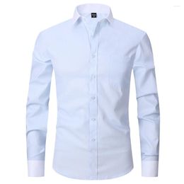 Men's Casual Shirts Plus Size Top Quality Dress Long Sleeve Slim Fit Solid Striped Business Formal White Shirt Male Social Clothing