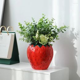 Vases Ceramic Strawberry Ornament Vase Living Room TV Cabinet Home Decoration Entrance Wedding