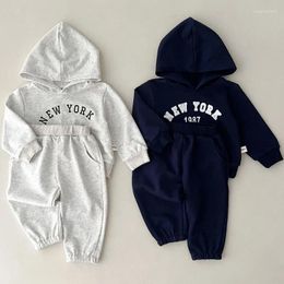 Clothing Sets Baby Boy Girl Set Children Pullover Sweatshirts Simple Solid Cotton Sports Pants 2pc Kids Clothes Suit Hooded