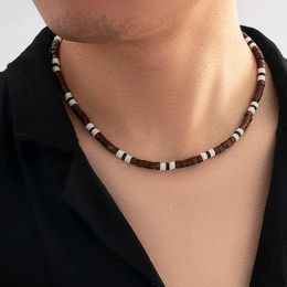 Choker Men's Wooden Beaded Clay Necklace Fashion Vintage African Beach Surfer For Men Tribal Jewellery