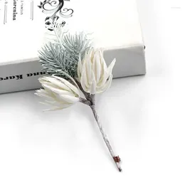 Decorative Flowers 1Pcs Mini Artificial Pine Needle Christmas Decoration DIY Flower Craft For Wedding Party Year