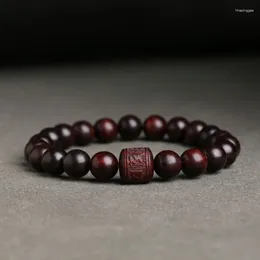 Strand Natural Pterocarpus Santalinus Bracelet Buddha Beads Men's Vintage Six Word Mantra Lucky Crafts Rosary