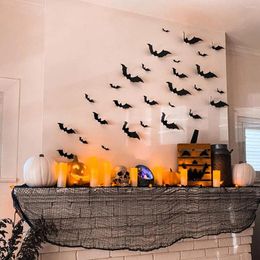 Party Decoration 12pcs Halloween Decor 3D Bat PVC Removable Stickers For Home Kids Room Living Wall Decals Supplies