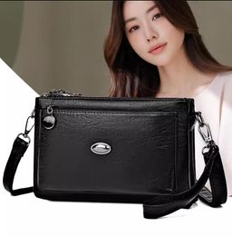 New PU Soft Leather Shoulder Bag Women's Multi layered Large Capacity Crossbody Bag