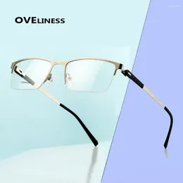 Sunglasses Frames 2024 Male Computer Myopia Prescription Eye Glasses Frame Women Men Half Metal Eyeglasses Titanium Alloy Screwless Eyewear